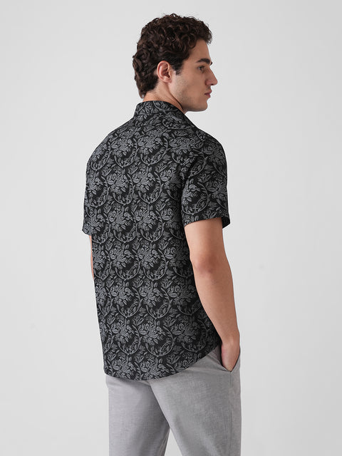 Floral Print Slub Shirt