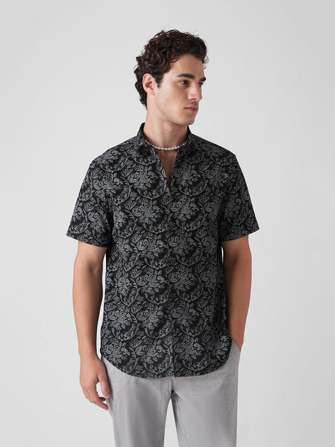 Floral Print Slub Shirt