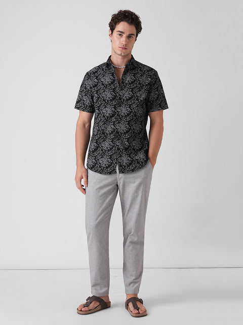 Floral Print Slub Shirt
