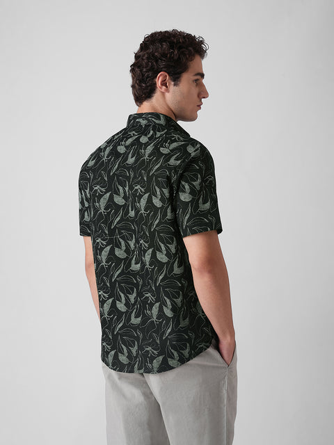 Botanical Print Slub Shirt