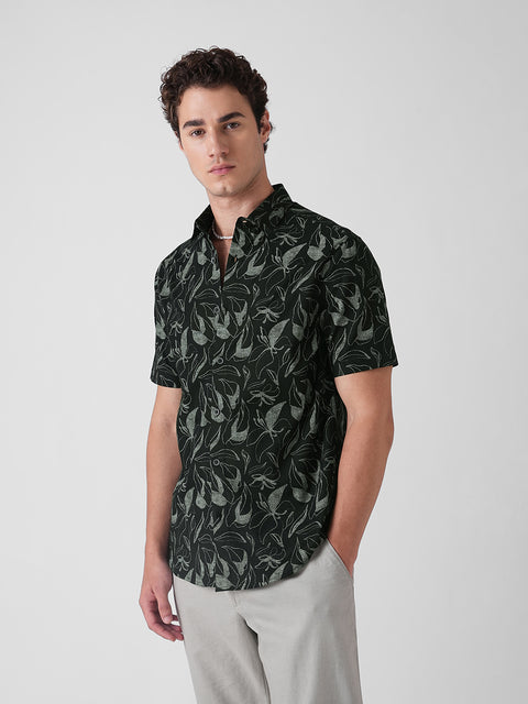 Botanical Print Slub Shirt