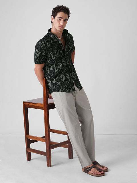 Botanical Print Slub Shirt