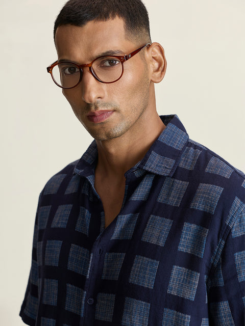 Double Cloth Checkered Relaxed Fit Shirt
