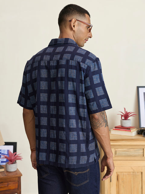 Double Cloth Checkered Relaxed Fit Shirt