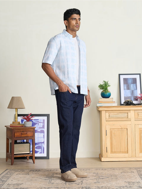 Double Cloth Checkered Relaxed Fit Shirt