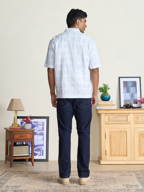 Double Cloth Checkered Relaxed Fit Shirt