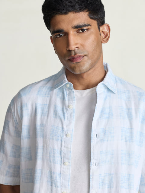 Double Cloth Checkered Relaxed Fit Shirt