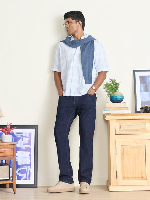 Double Cloth Checkered Relaxed Fit Shirt