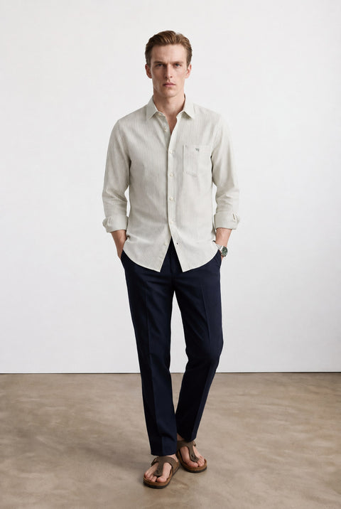 Slub Striped Tailored Fit Shirt