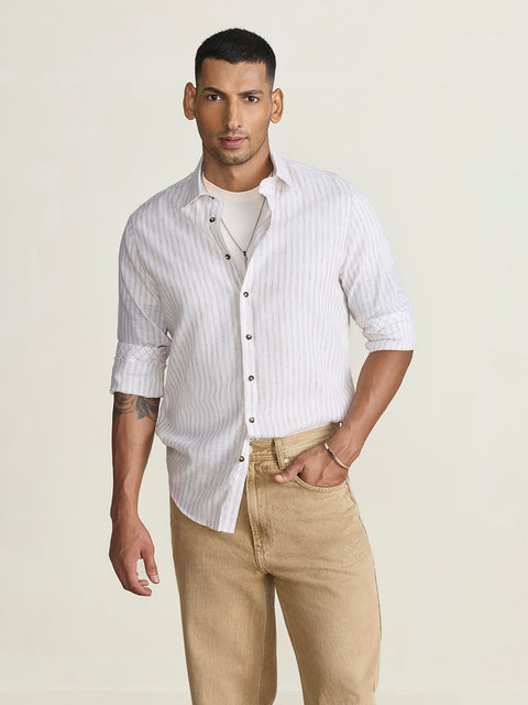 Slub Striped Tailored Fit Shirt
