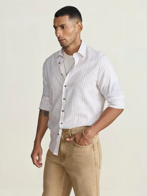 Slub Striped Tailored Fit Shirt