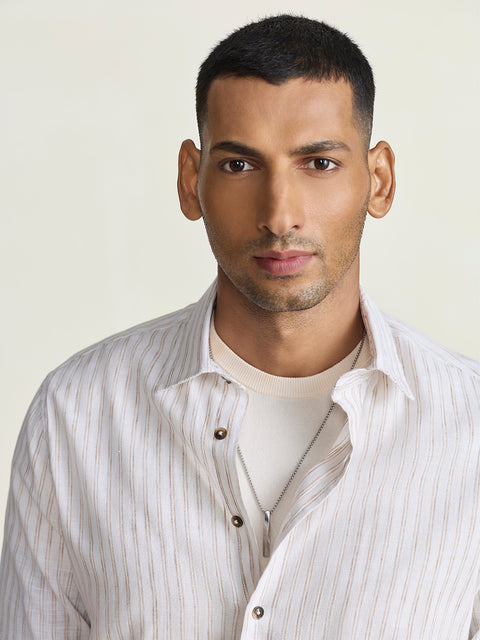 Slub Striped Tailored Fit Shirt