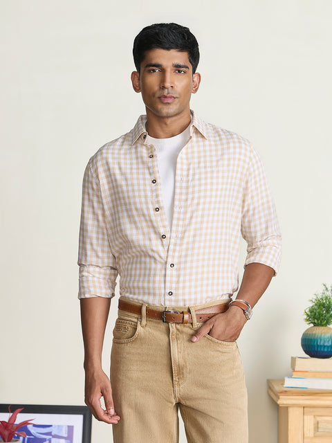 Slub Checkered Tailored Fit Shirt