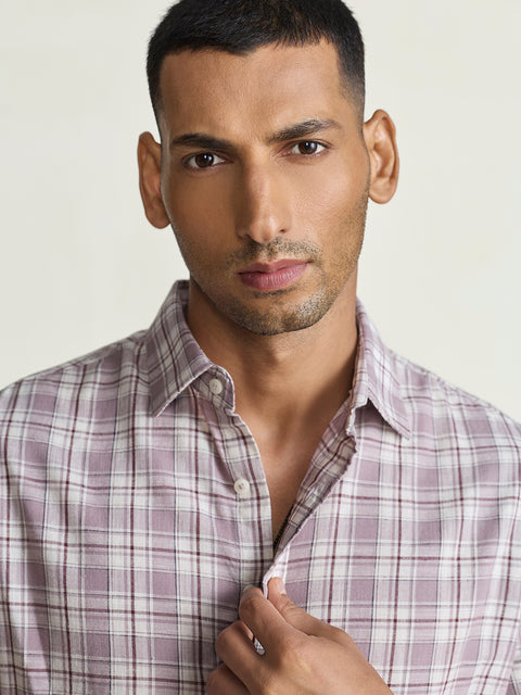 Slub Checkered Tailored Fit Shirt