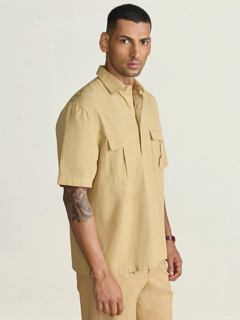 Slub Solid Relaxed Fit Shirt