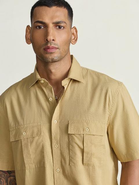 Slub Solid Relaxed Fit Shirt