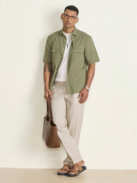 Slub Solid Relaxed Fit Shirt