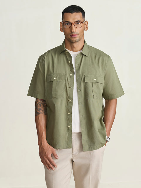 Slub Solid Relaxed Fit Shirt