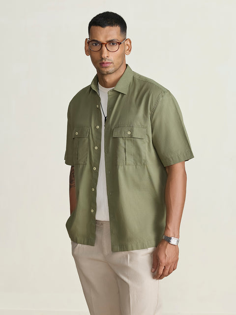 Slub Solid Relaxed Fit Shirt