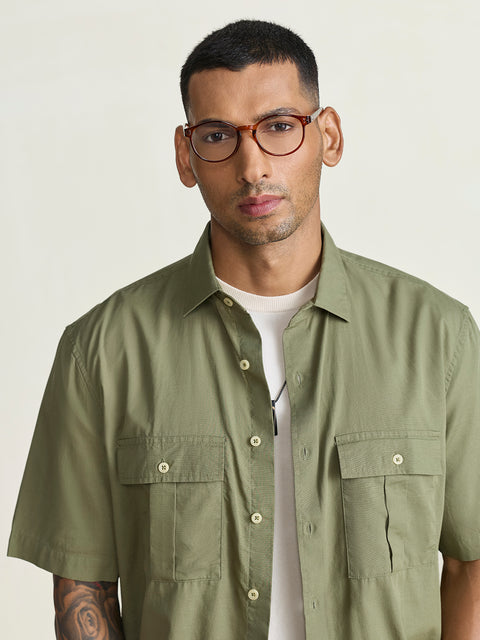 Slub Solid Relaxed Fit Shirt