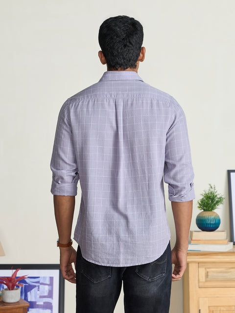 Cotton-Linen Blend Checkered Tailored Fit Shirt
