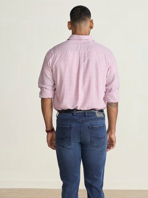 Cotton-Linen Blend Checkered Tailored Fit Shirt