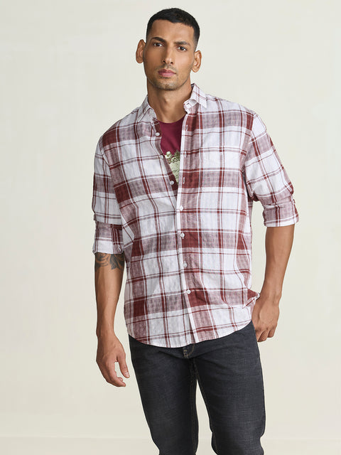 Slub Checkered Tailored Fit Shirt