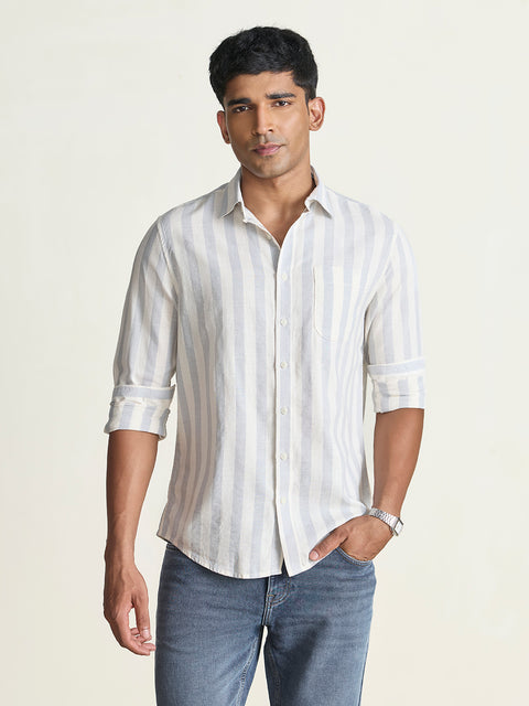 Slub Striped Tailored Fit Shirt