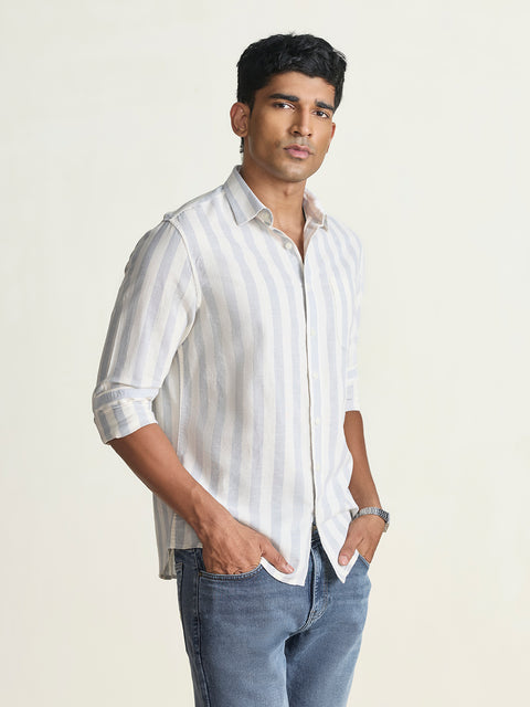 Slub Striped Tailored Fit Shirt
