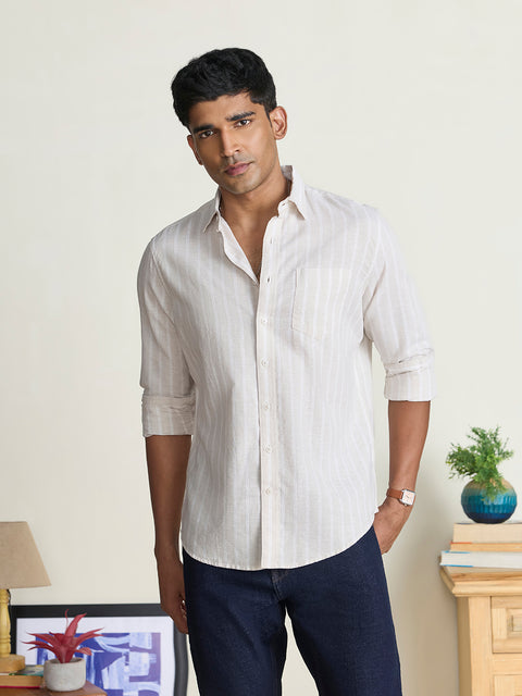 Slub Striped Tailored Fit Shirt