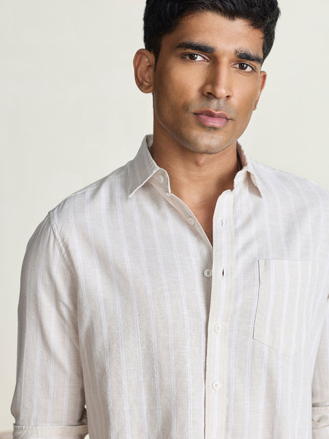 Slub Striped Tailored Fit Shirt
