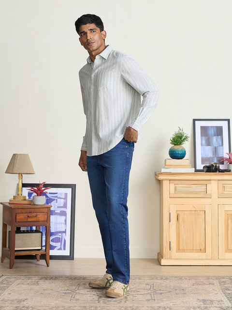 Slub Striped Tailored Fit Shirt