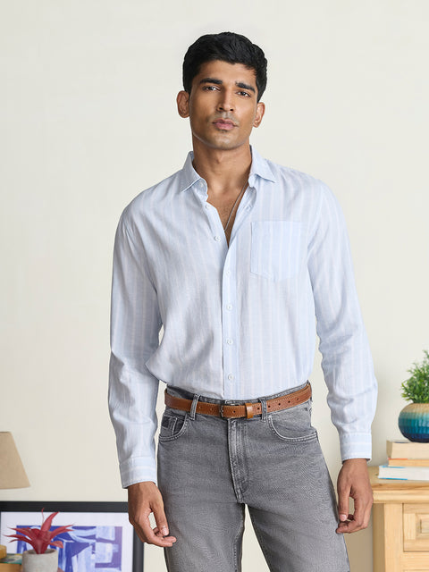 Slub Striped Tailored Fit Shirt
