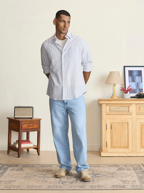 Slub Striped Tailored Fit Shirt