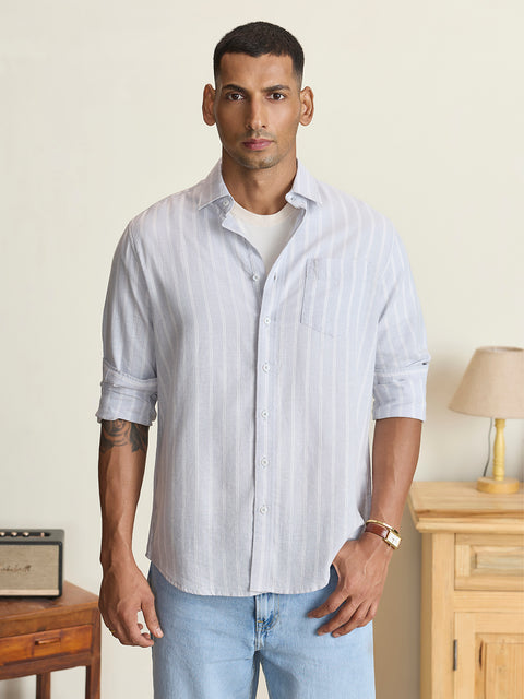 Slub Striped Tailored Fit Shirt