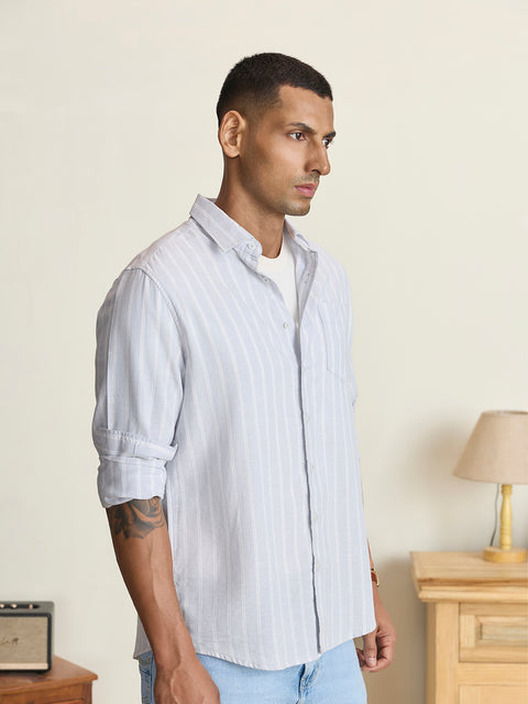 Slub Striped Tailored Fit Shirt