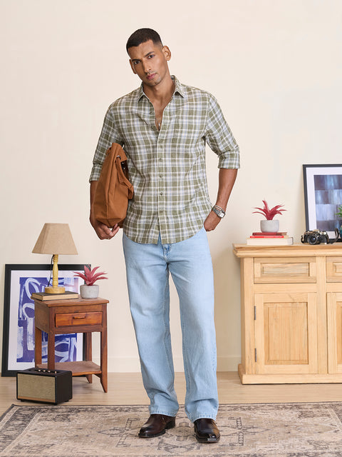 Slub Checkered Tailored Fit Shirt
