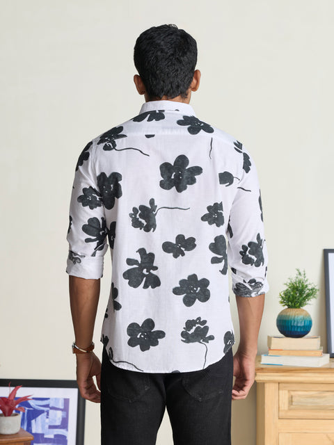 Slub Printed Tailored Fit Shirt