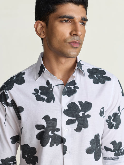 Slub Printed Tailored Fit Shirt