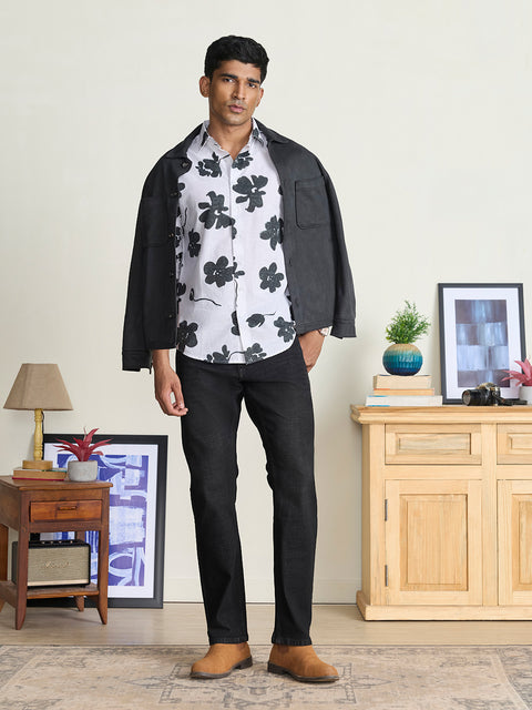 Slub Printed Tailored Fit Shirt