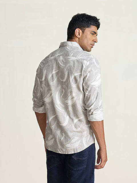 Slub Printed Tailored Fit Shirt