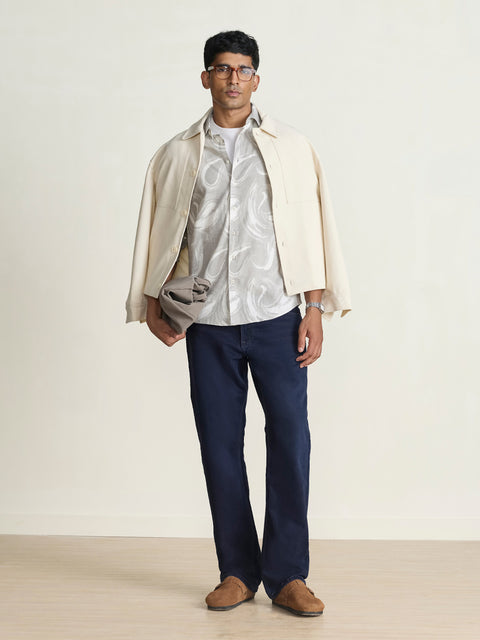 Slub Printed Tailored Fit Shirt