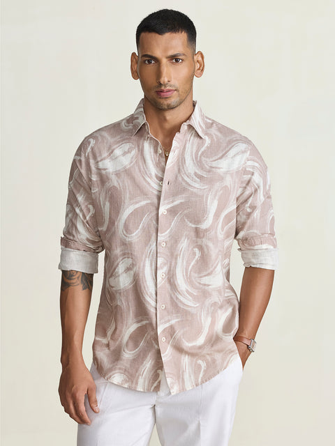 Slub Printed Tailored Fit Shirt
