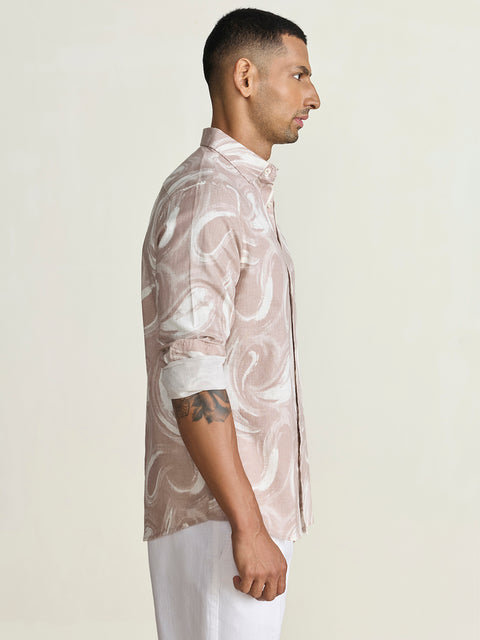 Slub Printed Tailored Fit Shirt
