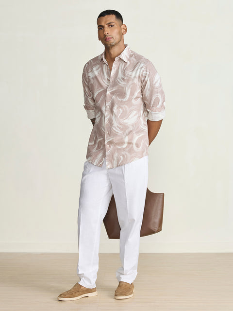 Slub Printed Tailored Fit Shirt