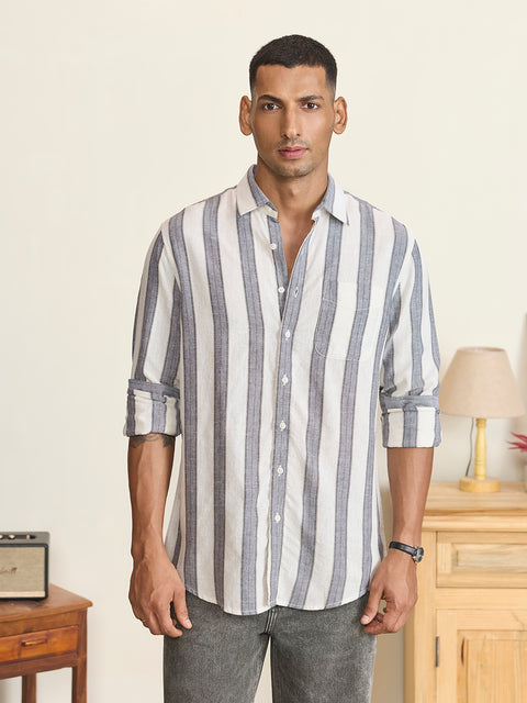 Slub Striped Tailored Fit Shirt