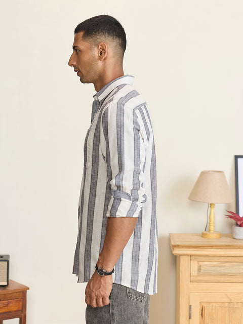 Slub Striped Tailored Fit Shirt