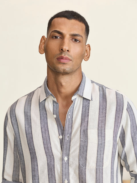 Slub Striped Tailored Fit Shirt