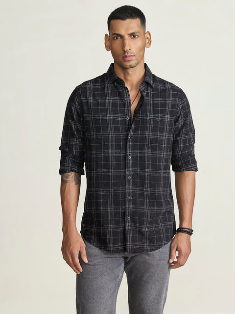 Slub Checkered Tailored Fit Shirt