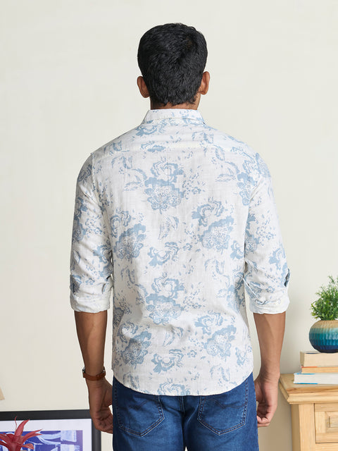 Slub Printed Tailored Fit Shirt
